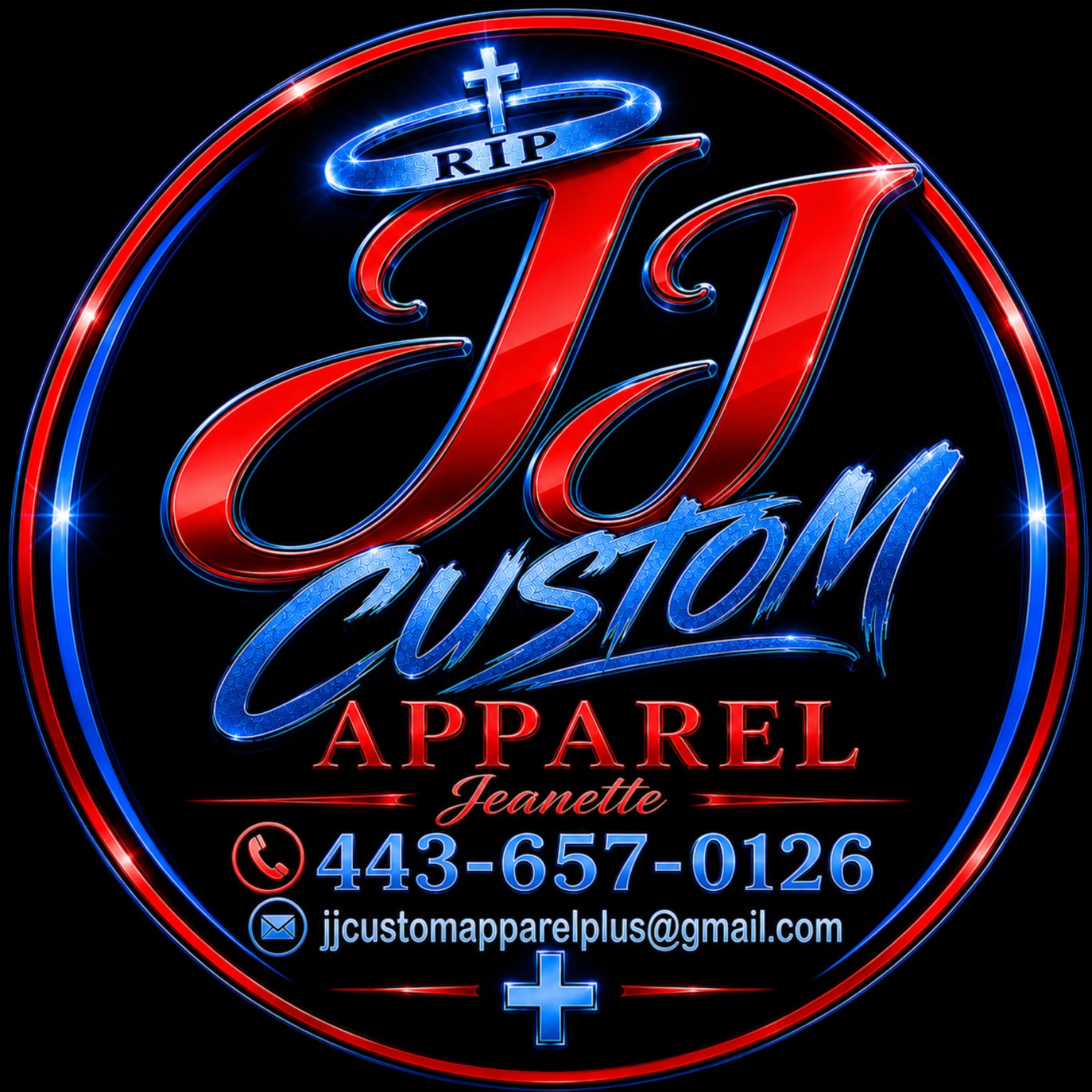 JJ Custom Apparel+ logo